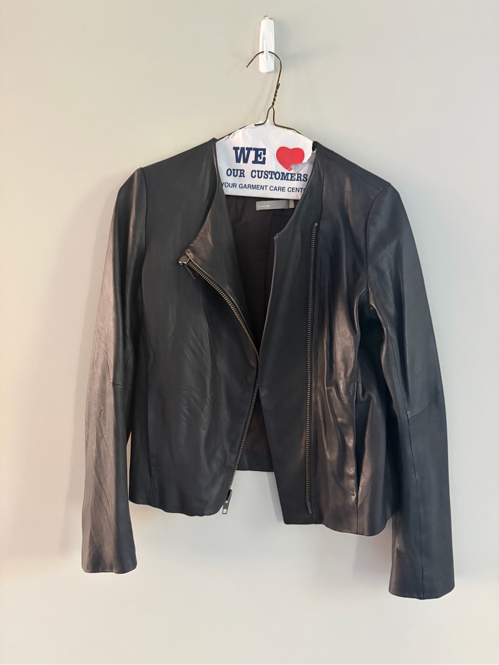 Vince Black Leather Asymmetric Moto Jacket
